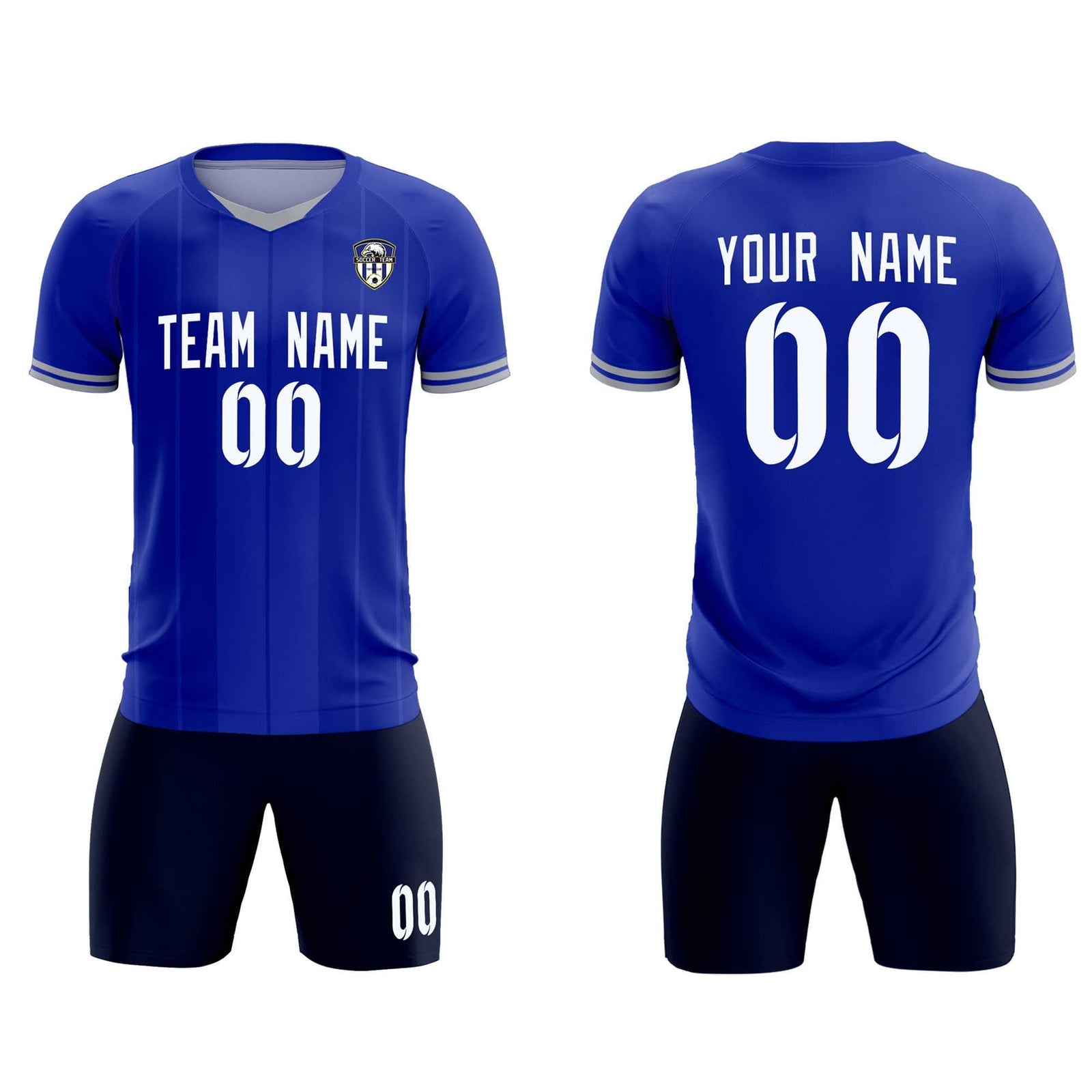 Custom Royal Classic Striped Personalized Soccer Tops/Sets Jersey