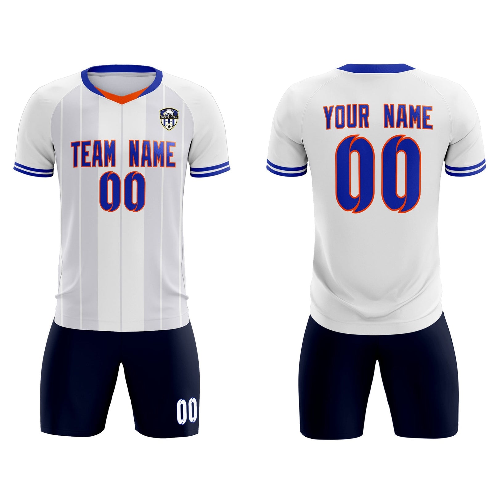 Custom White Classic Striped Personalized Soccer Tops/Sets Jersey