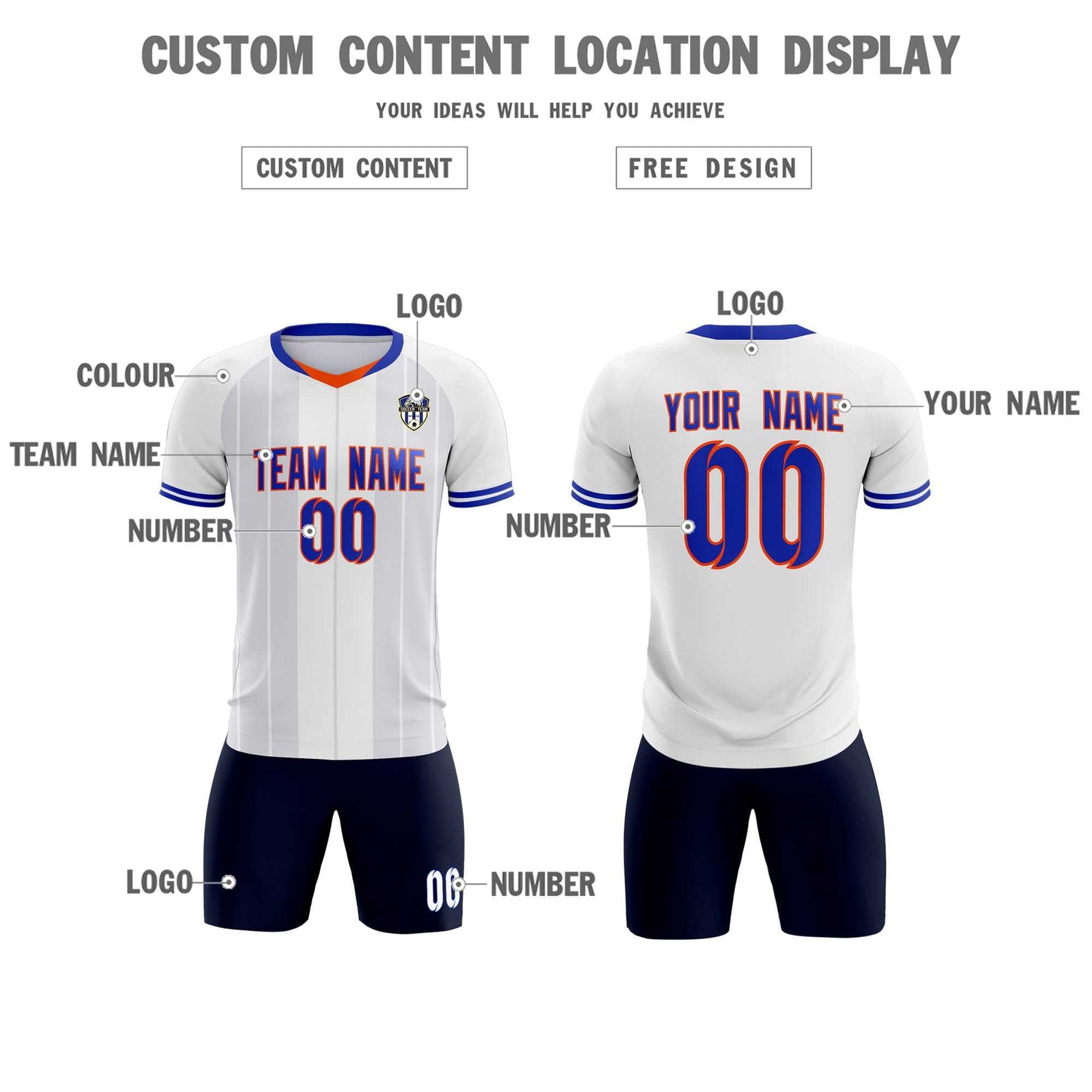 Custom White Classic Striped Personalized Soccer Tops/Sets Jersey