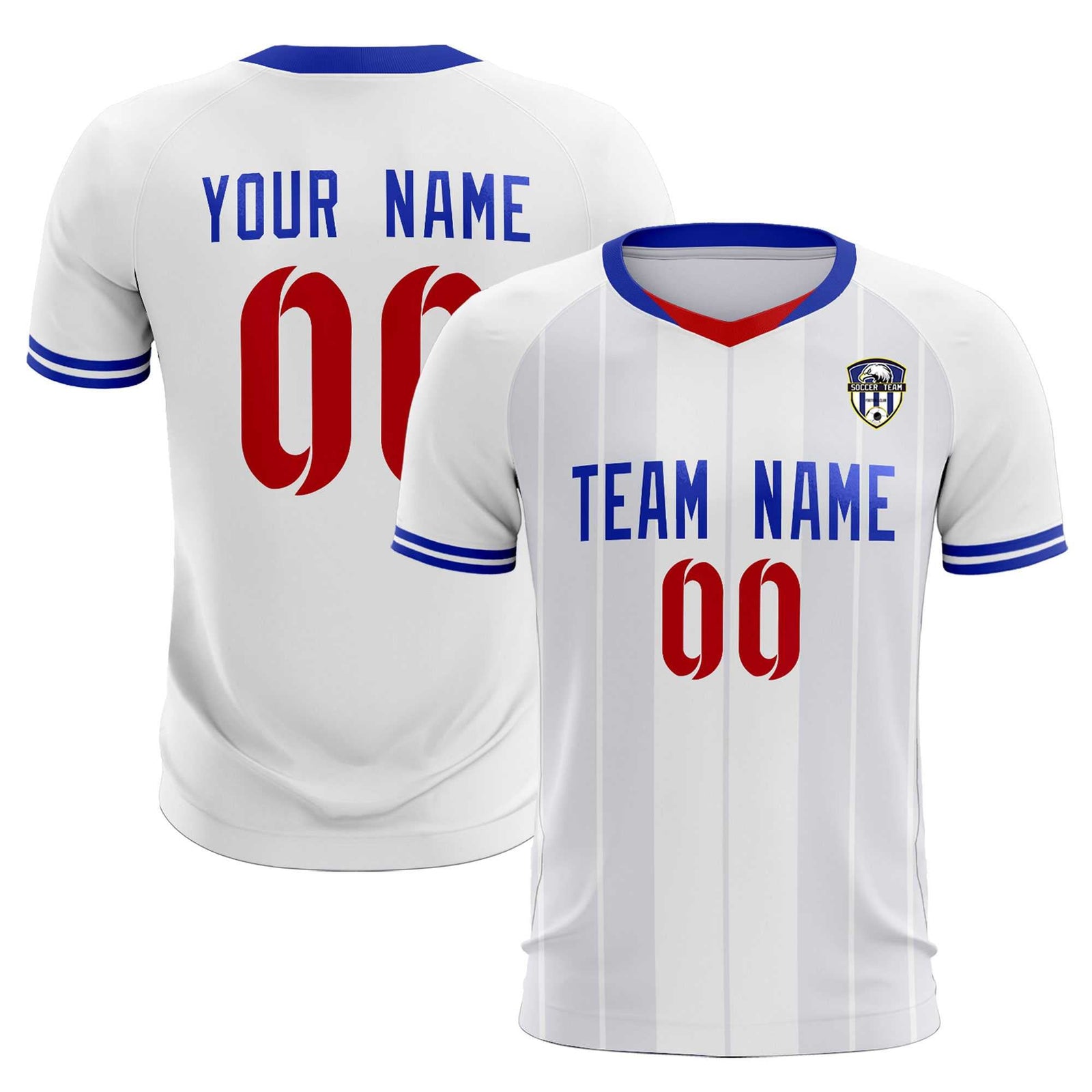 Custom White Classic Striped Personalized Soccer Tops/Sets Jersey