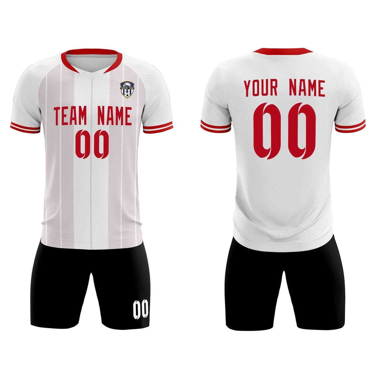Custom White Classic Striped Personalized Soccer Tops/Sets Jersey