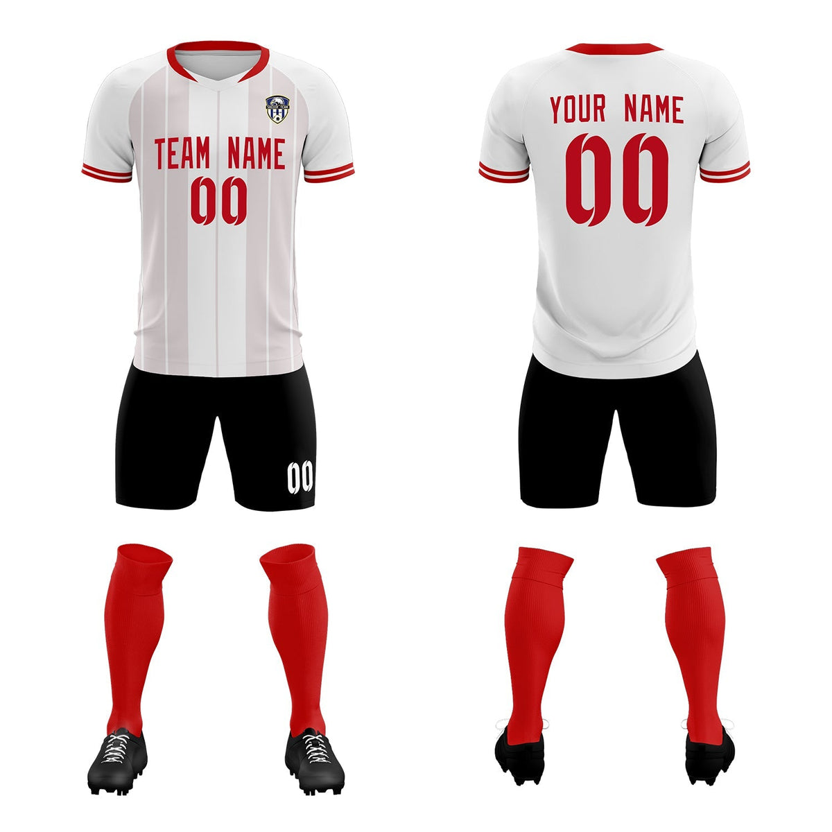 Custom White Classic Striped Personalized Soccer Tops/Sets Jersey