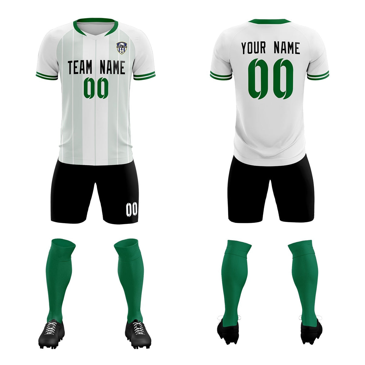 Custom White Classic Striped Personalized Soccer Tops/Sets Jersey