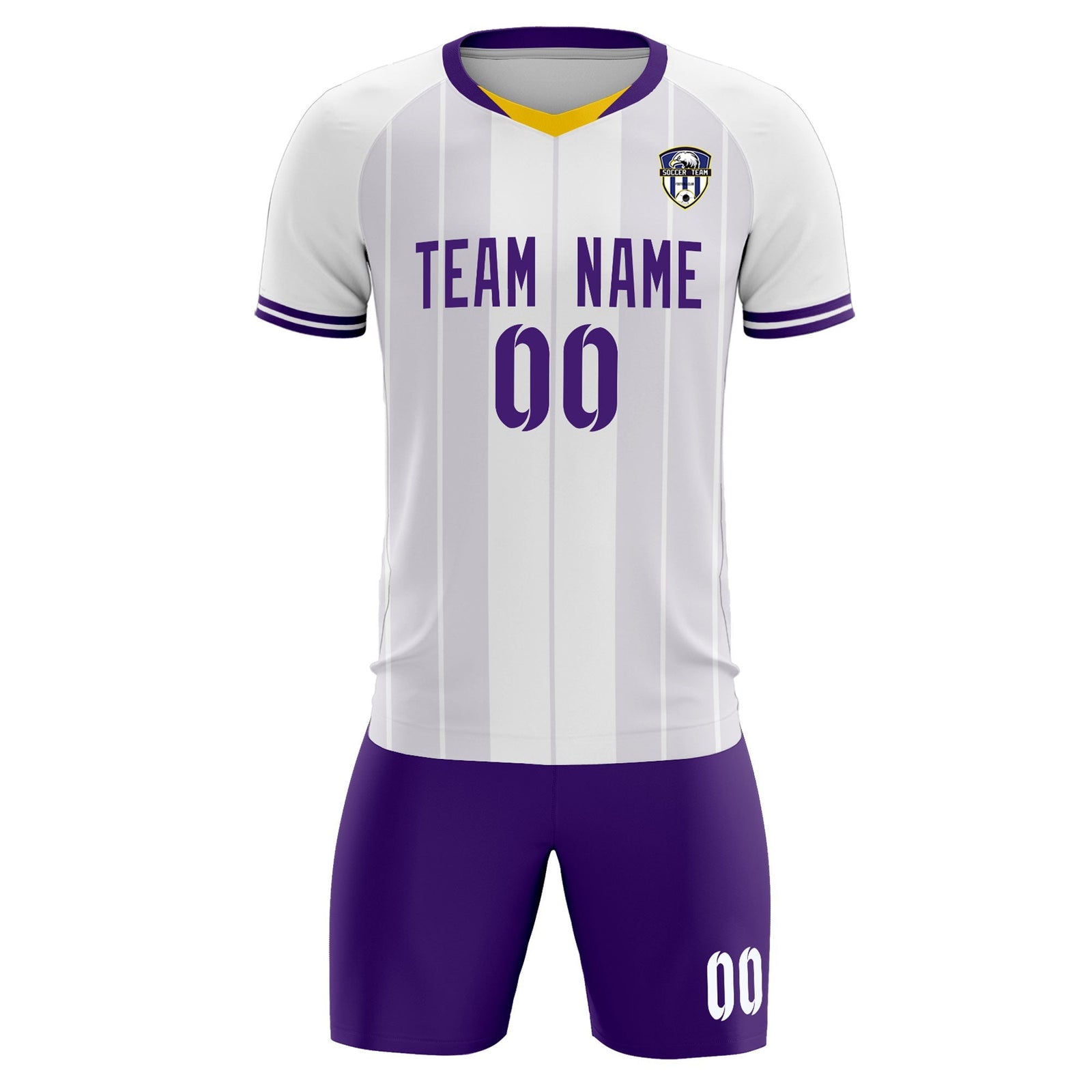 Custom White Classic Striped Personalized Soccer Tops/Sets Jersey
