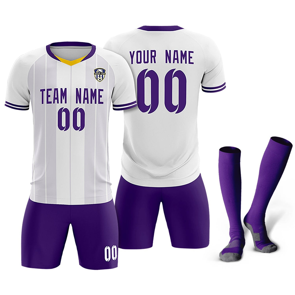 Custom White Classic Striped Personalized Soccer Tops/Sets Jersey