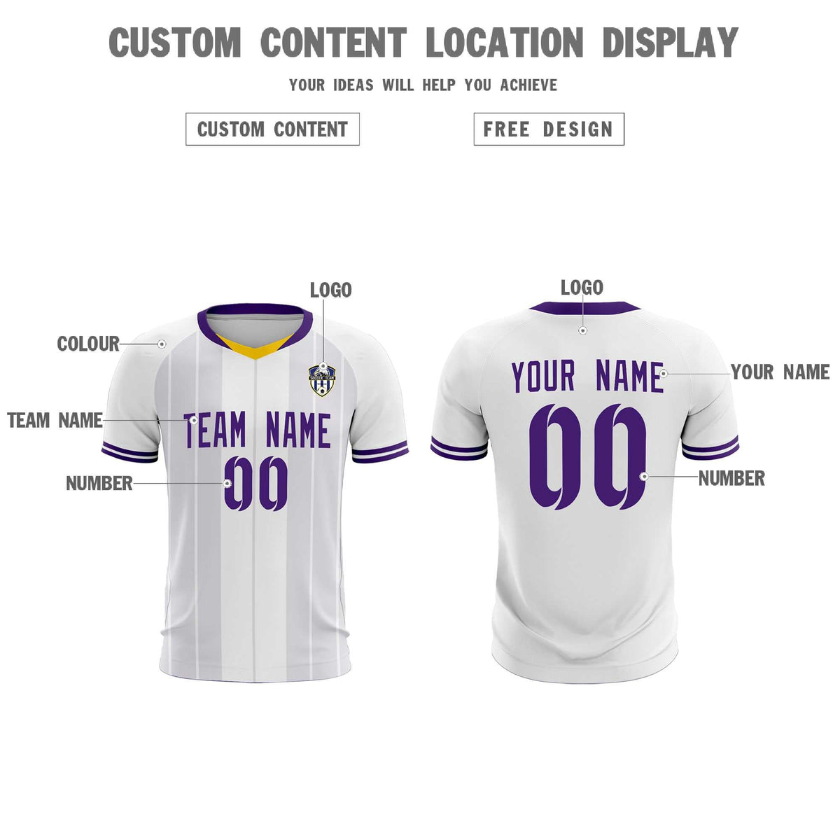 Custom White Classic Striped Personalized Soccer Tops/Sets Jersey