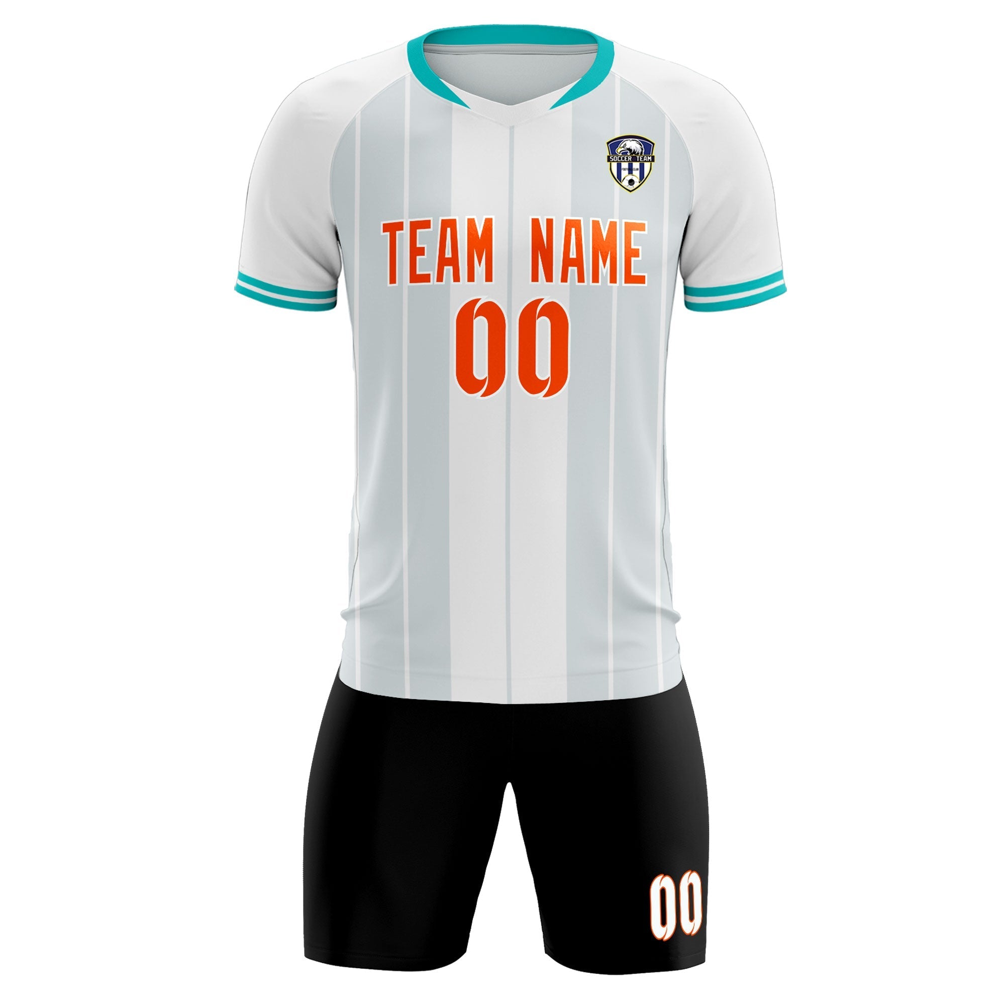 Custom White Classic Striped Personalized Soccer Tops/Sets Jersey