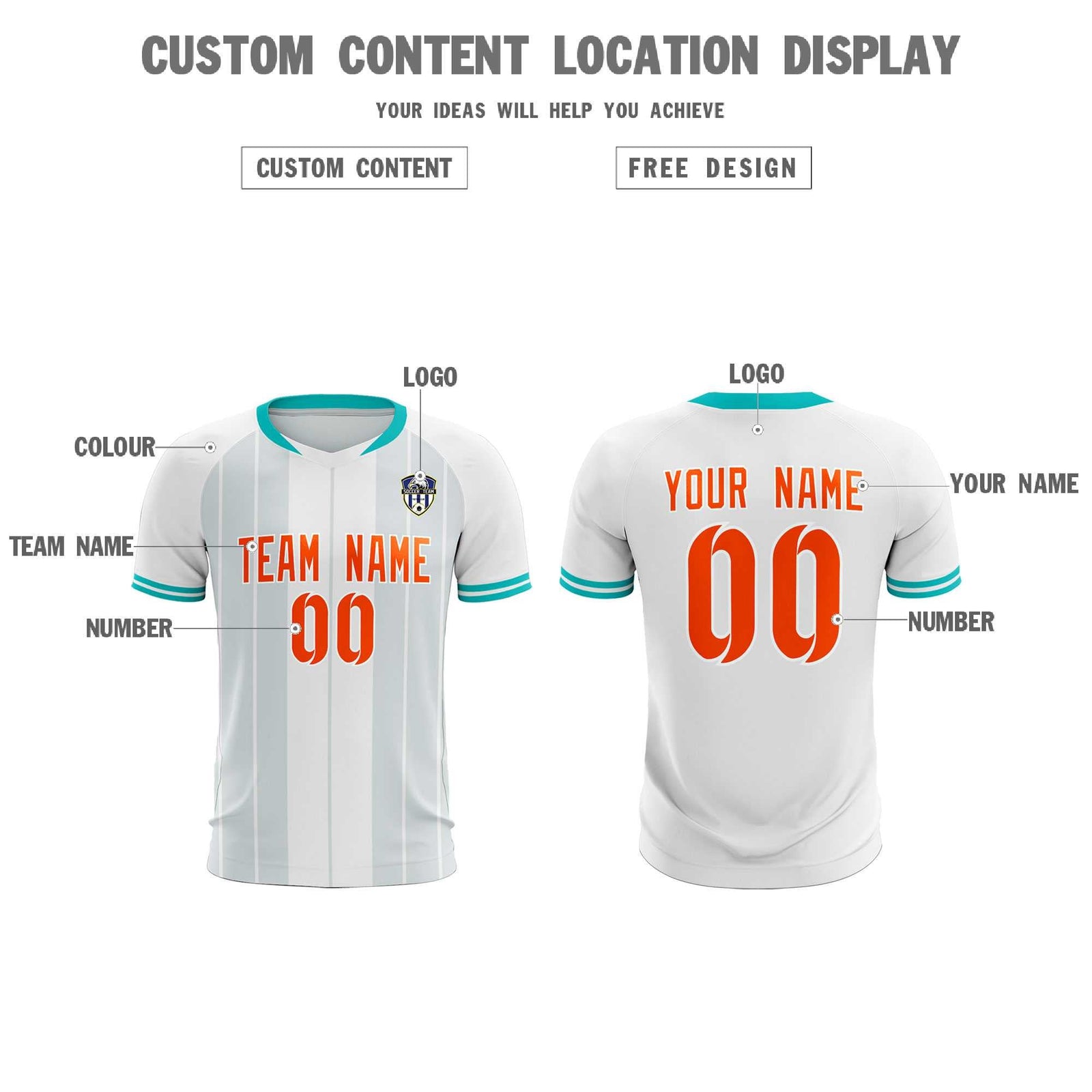 Custom White Classic Striped Personalized Soccer Tops/Sets Jersey