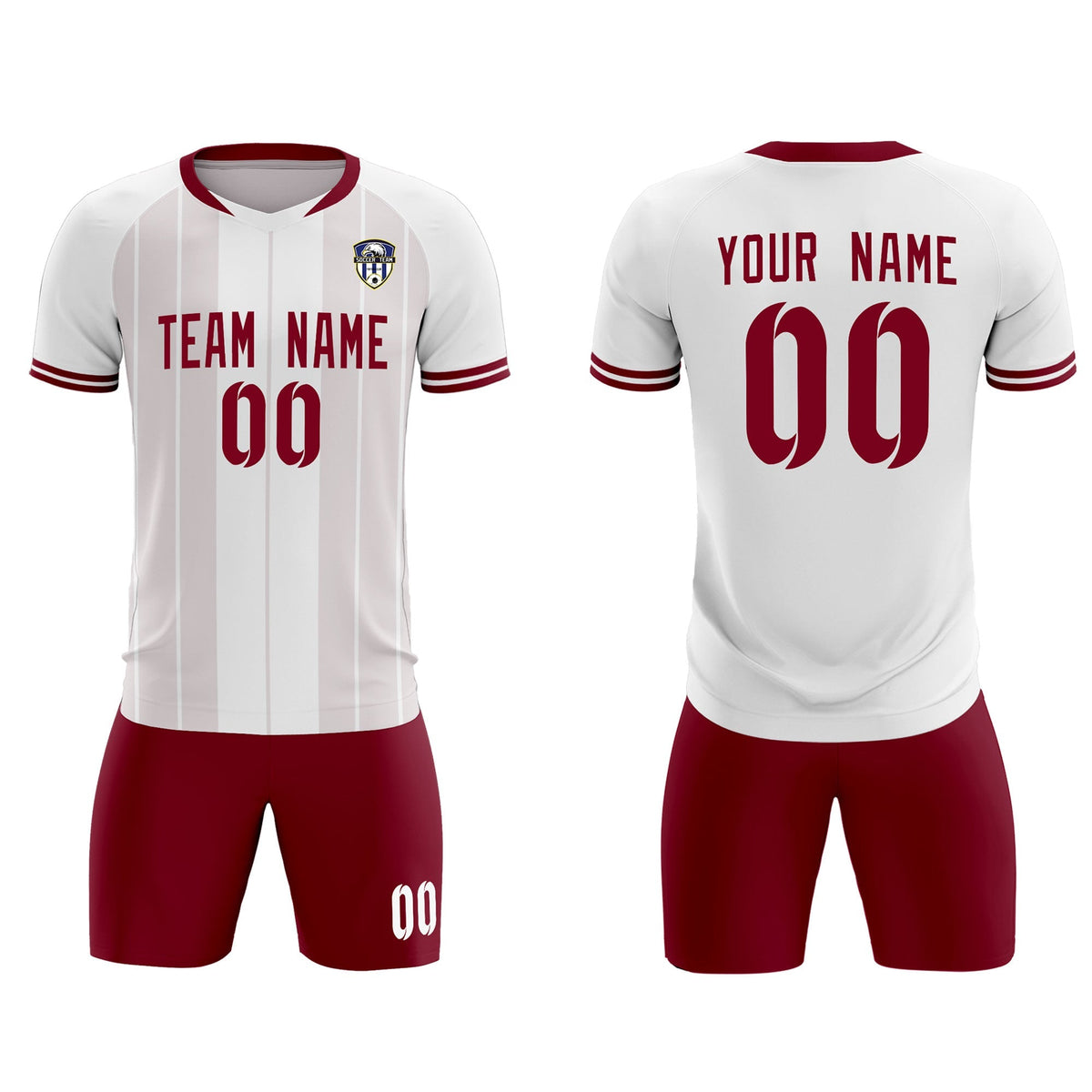 Custom White Classic Striped Personalized Soccer Tops/Sets Jersey