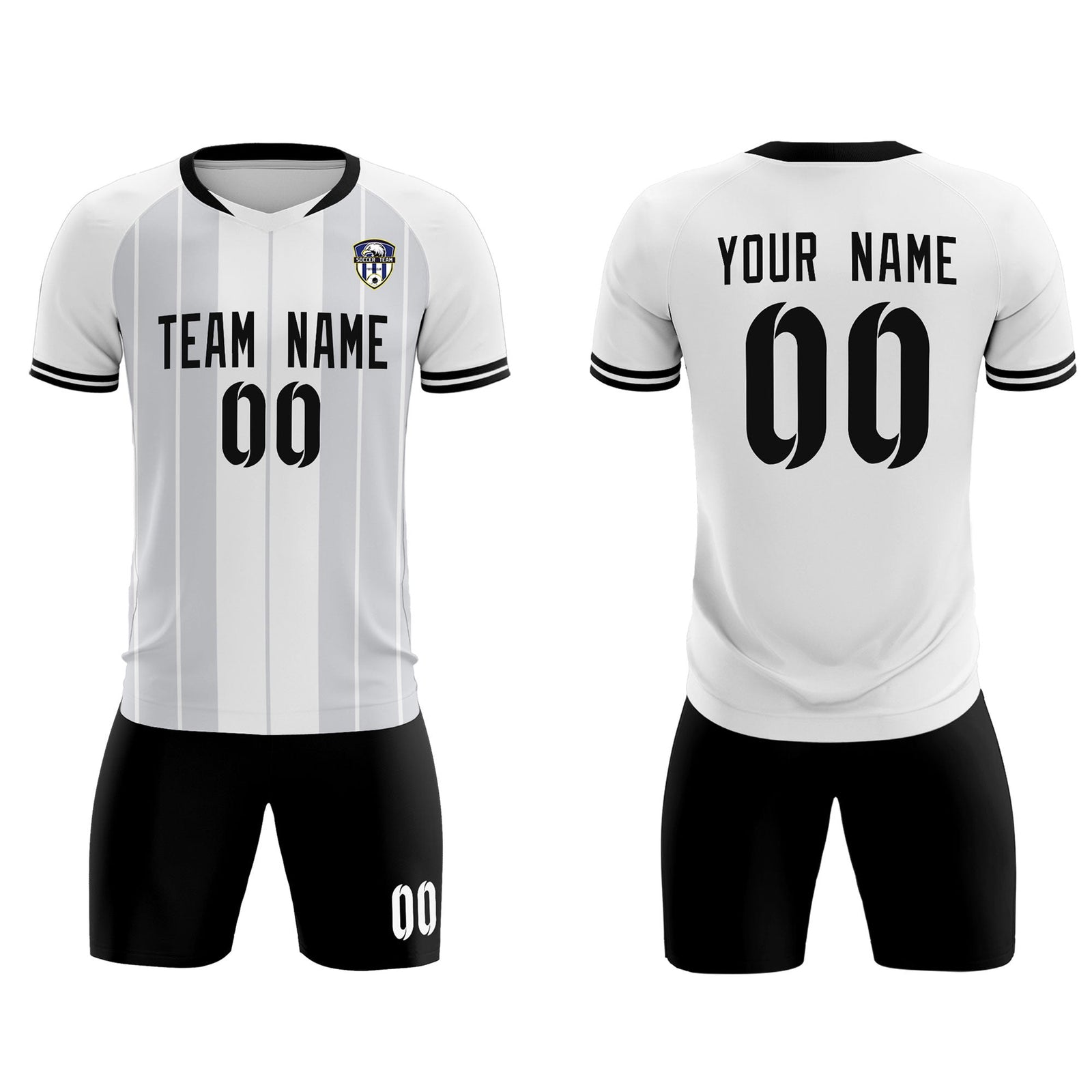Custom White Classic Striped Personalized Soccer Tops/Sets Jersey