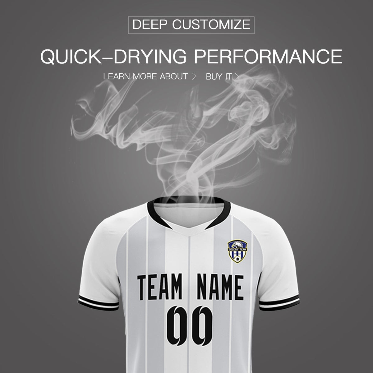 Custom White Classic Striped Personalized Soccer Tops/Sets Jersey