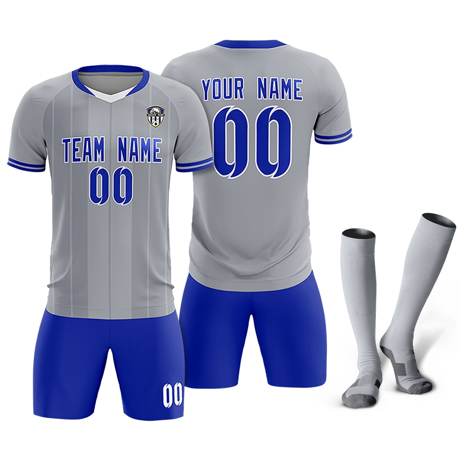 Custom Gray Classic Striped Personalized Soccer Tops/Sets Jersey
