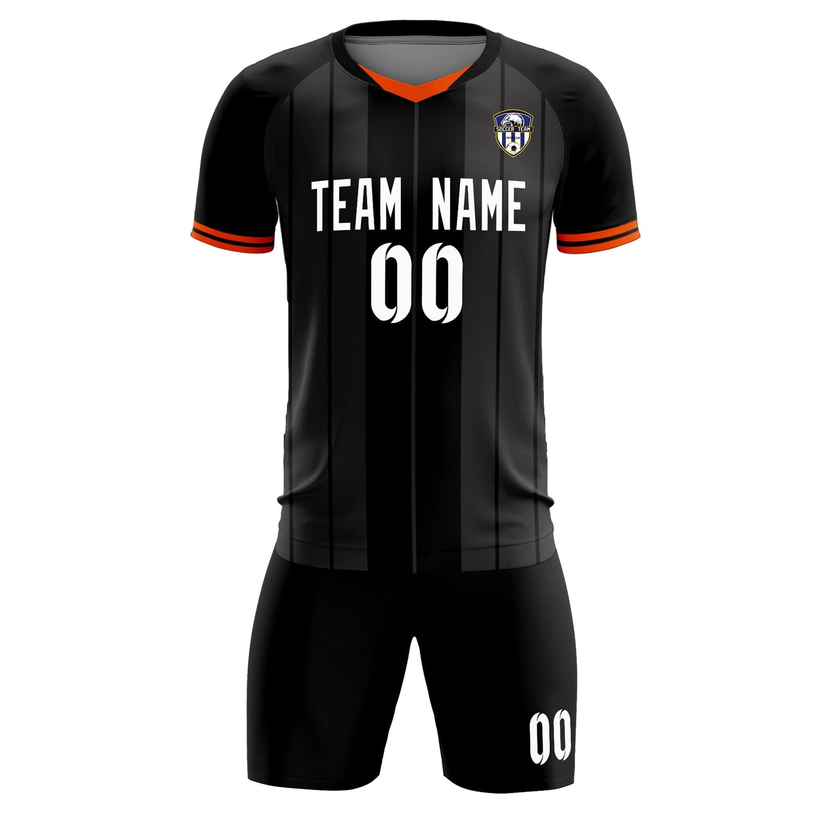 Custom Black Classic Striped Personalized Soccer Tops/Sets Jersey