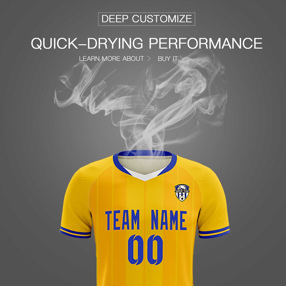 Custom Gold Classic Striped Personalized Soccer Tops/Sets Jersey