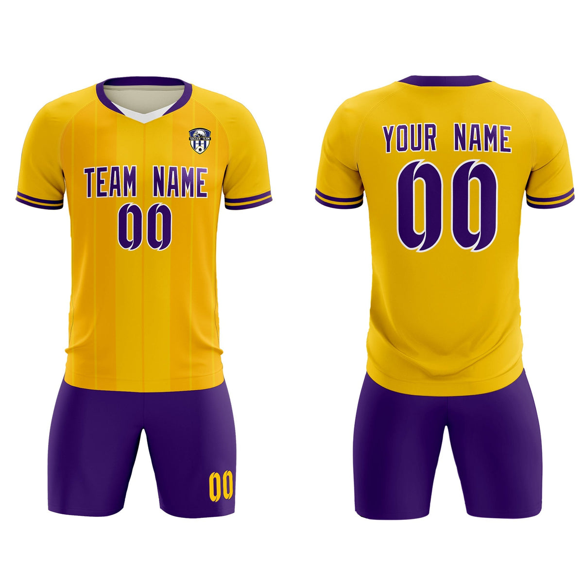 Custom Gold Classic Striped Personalized Soccer Tops/Sets Jersey