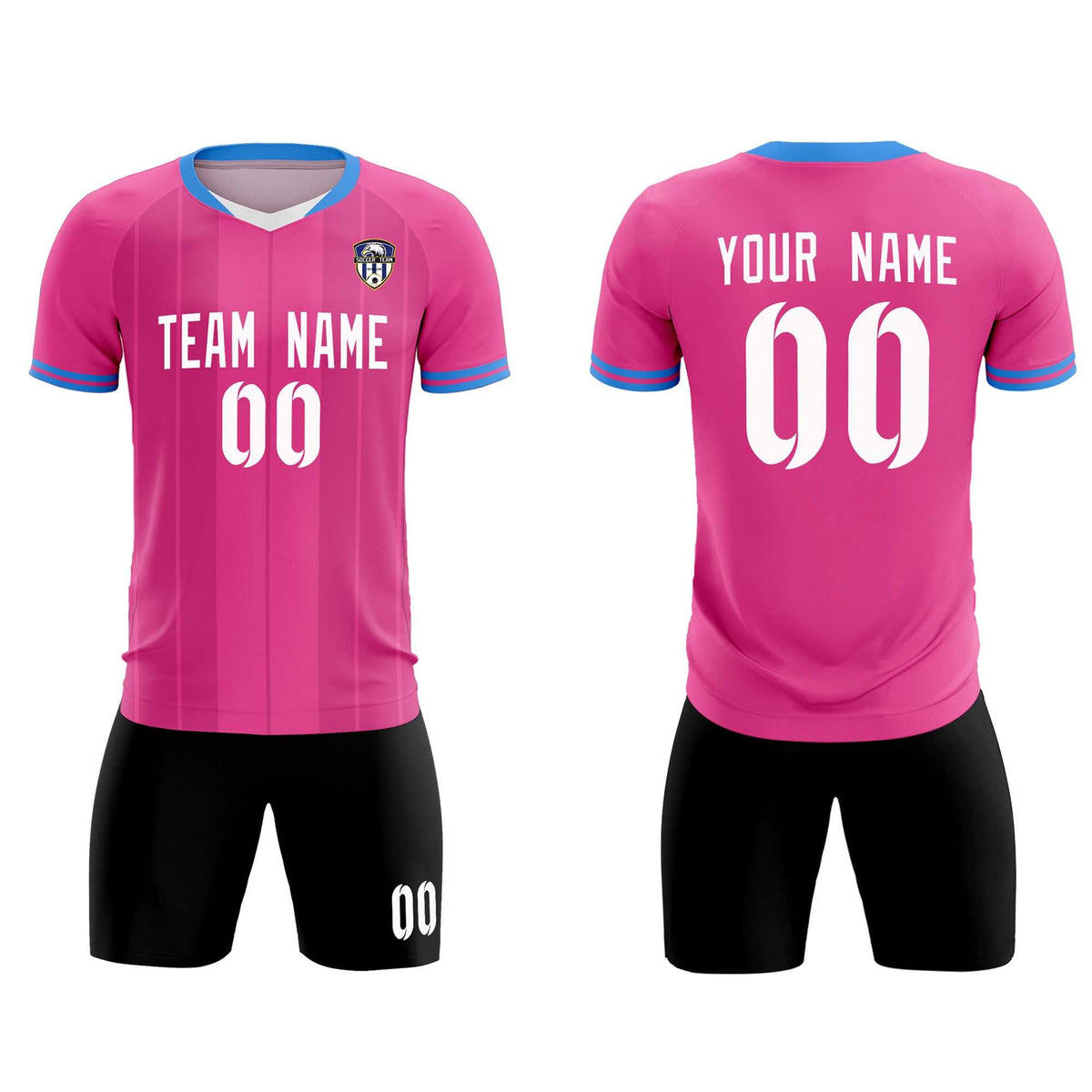 Custom Pink Classic Striped Personalized Soccer Tops/Sets Jersey