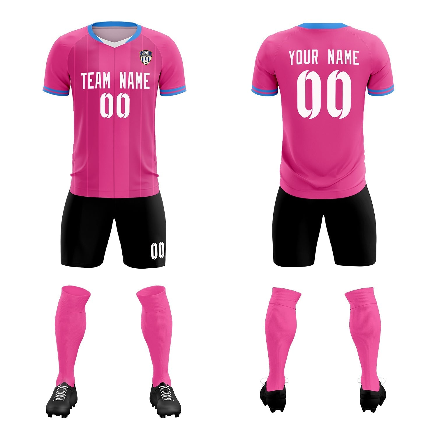 Custom Pink Classic Striped Personalized Soccer Tops/Sets Jersey