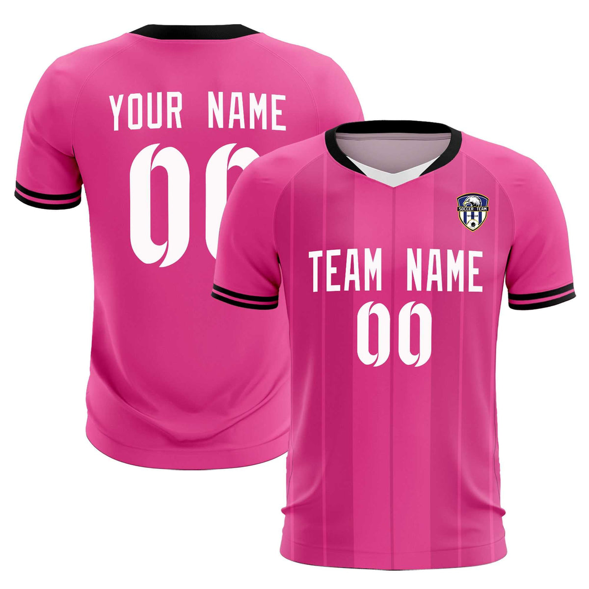 Custom Pink Classic Striped Personalized Soccer Tops/Sets Jersey