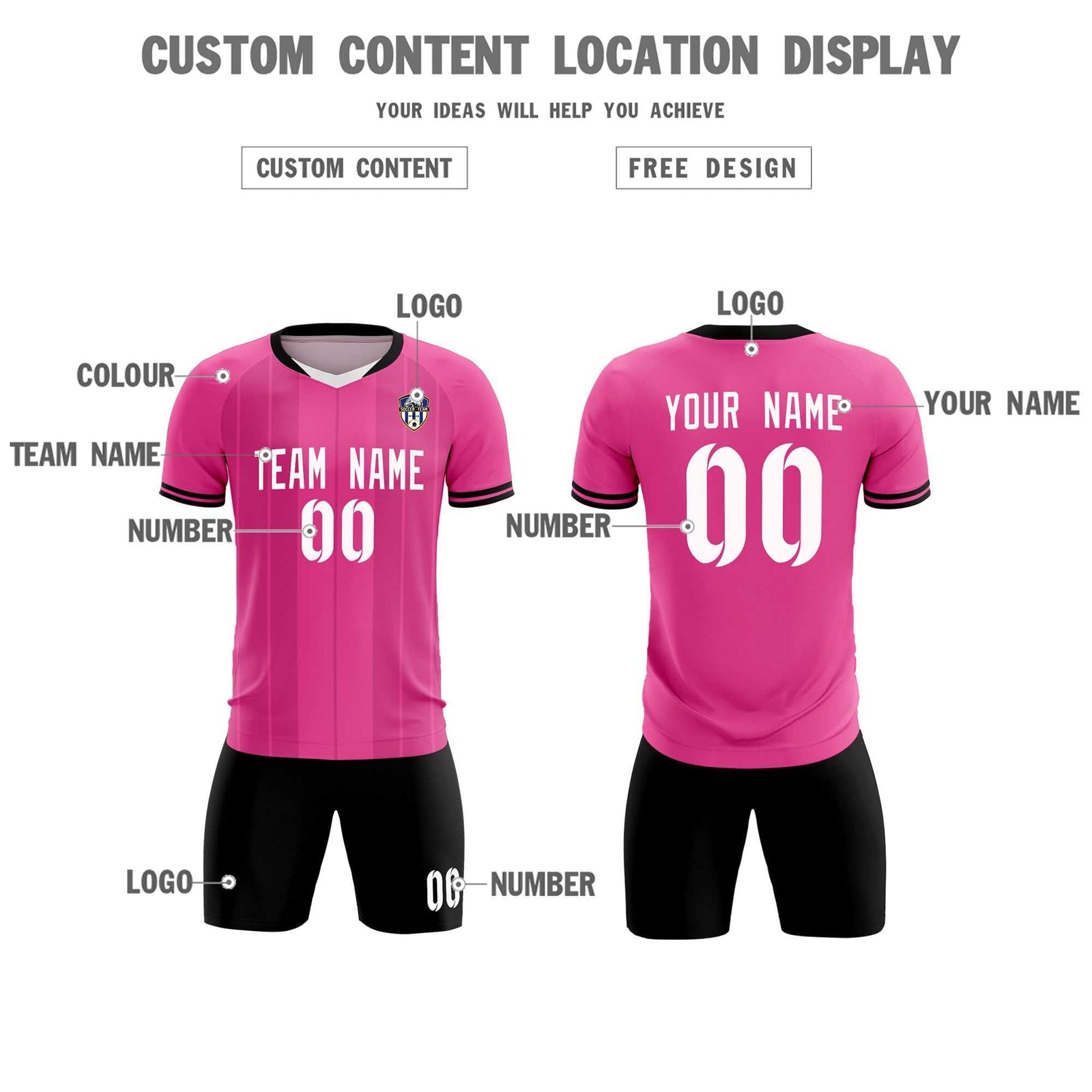 Custom Pink Classic Striped Personalized Soccer Tops/Sets Jersey