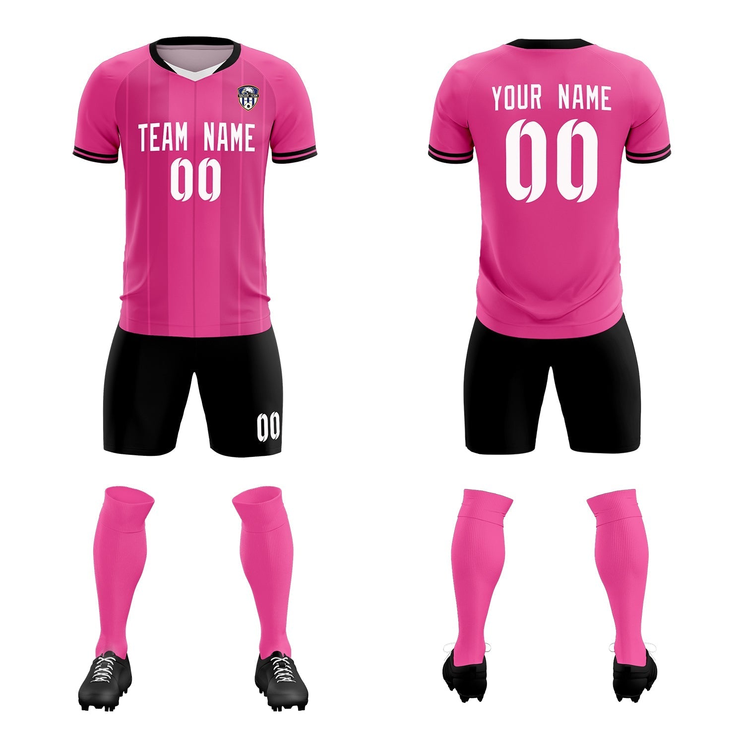 Custom Pink Classic Striped Personalized Soccer Tops/Sets Jersey