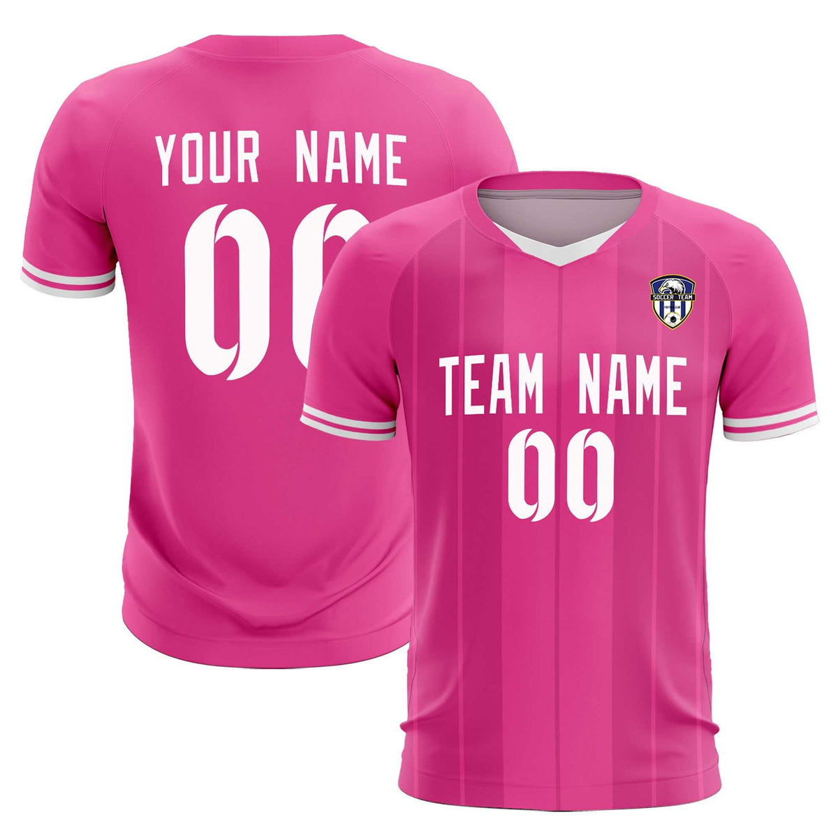 Custom Pink Classic Striped Personalized Soccer Tops/Sets Jersey