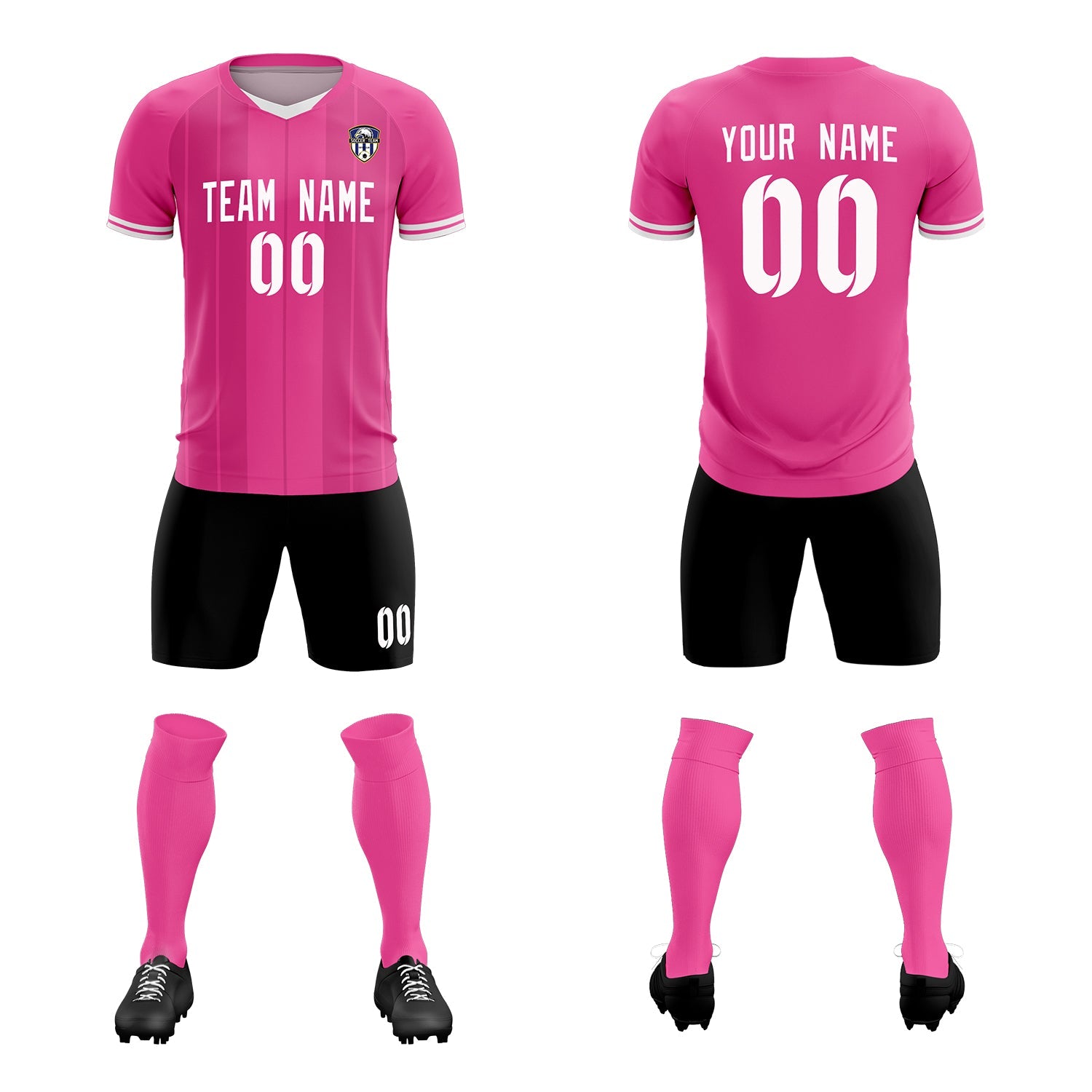 Custom Pink Classic Striped Personalized Soccer Tops/Sets Jersey