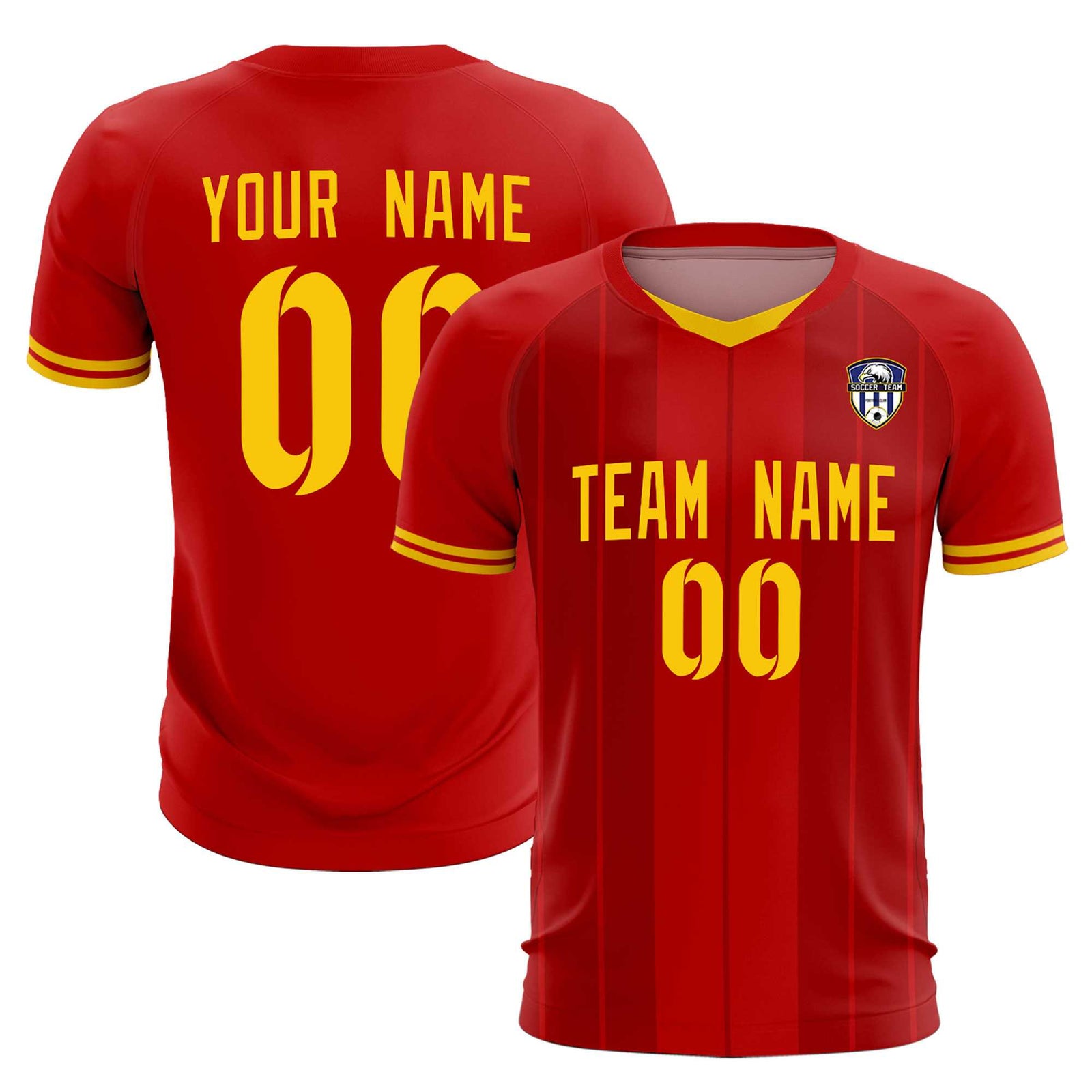 Custom Red Classic Striped Personalized Soccer Tops/Sets Jersey