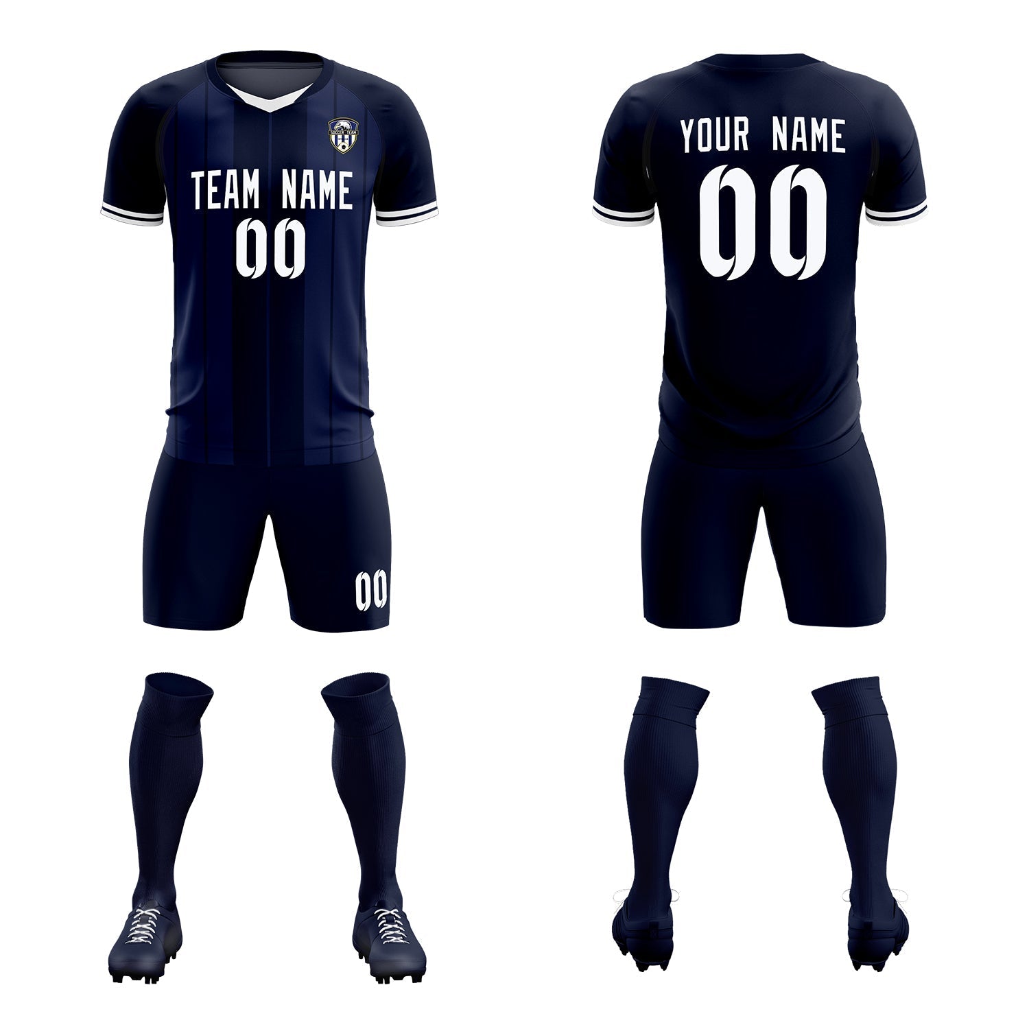 Custom Navy Classic Striped Personalized Soccer Tops/Sets Jersey