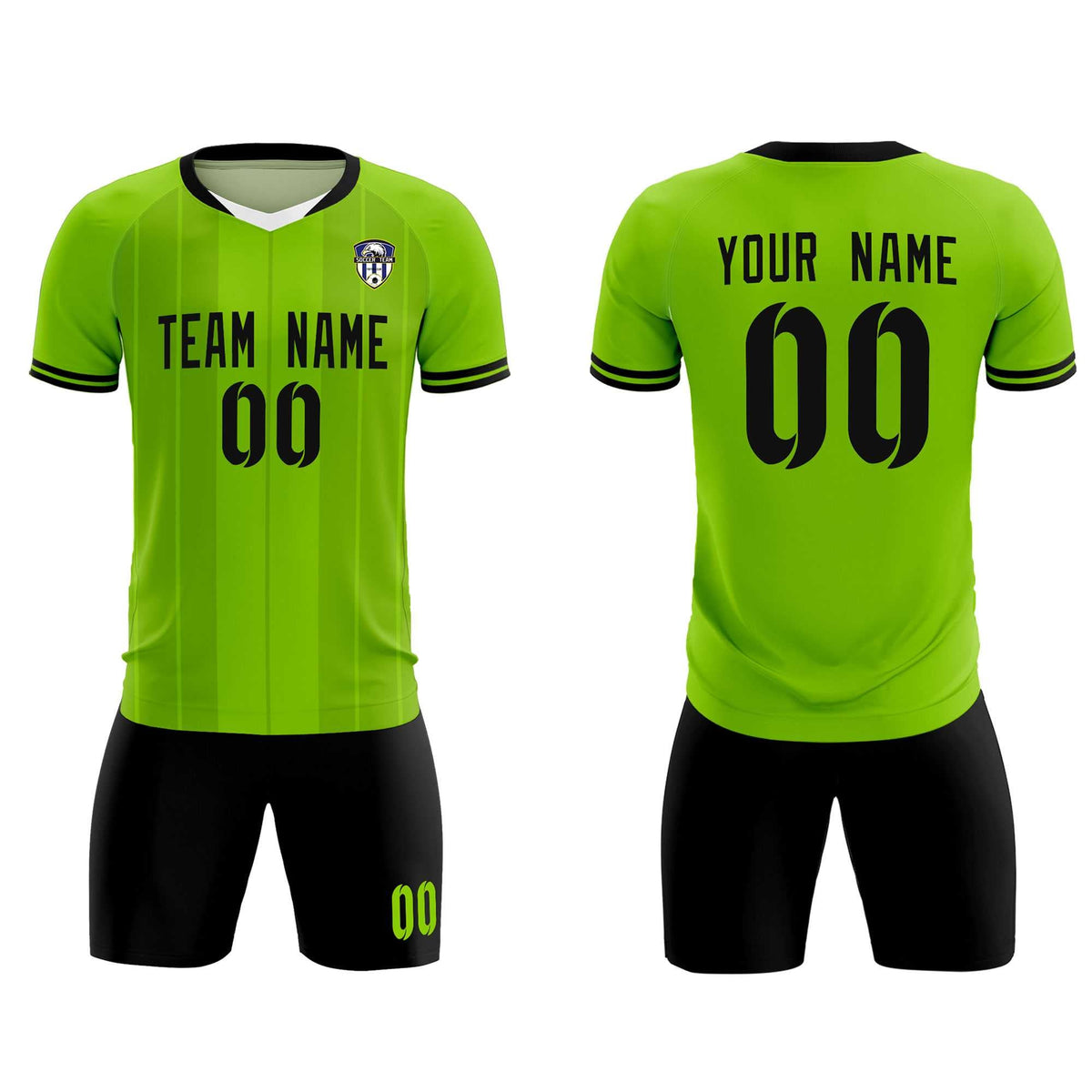 Custom Neon Green Classic Striped Personalized Soccer Tops/Sets Jersey