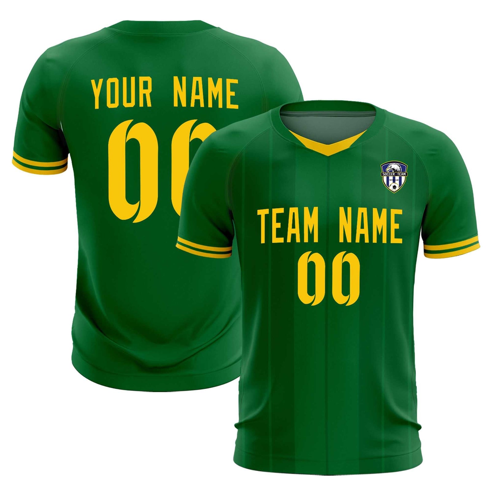 Custom Kelly Green Classic Striped Personalized Soccer Tops/Sets Jersey