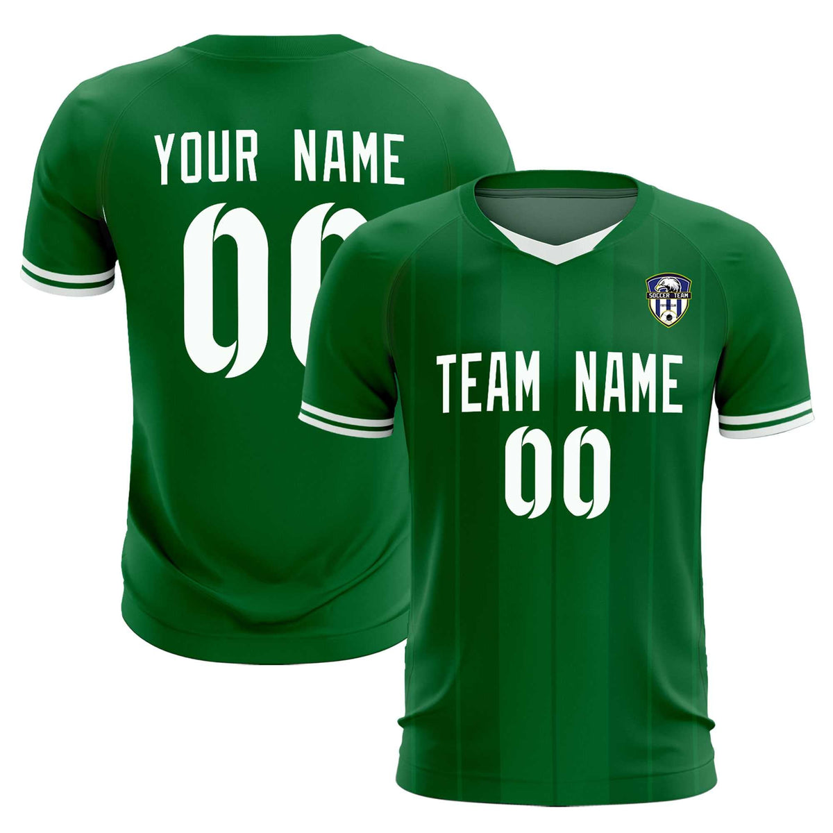 Custom Kelly Green Classic Striped Personalized Soccer Tops/Sets Jersey