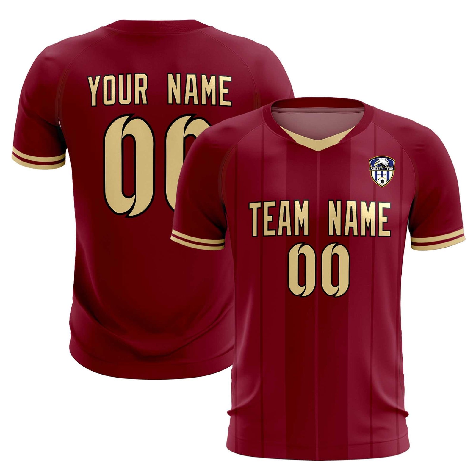 Custom Crimson Classic Striped Personalized Soccer Tops/Sets Jersey