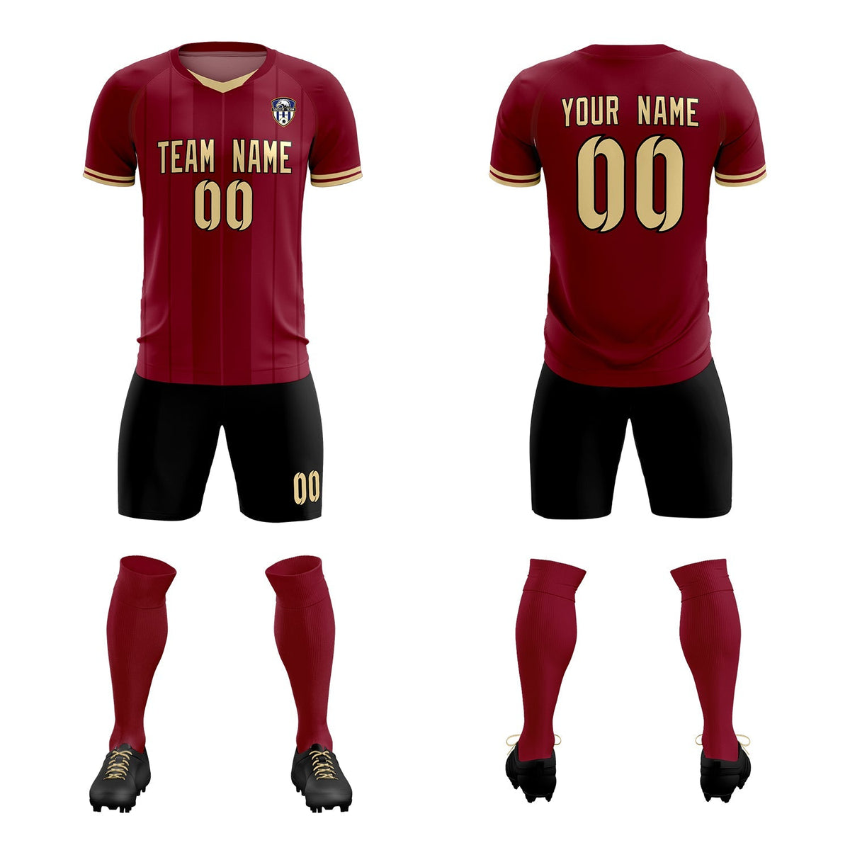 Custom Crimson Classic Striped Personalized Soccer Tops/Sets Jersey