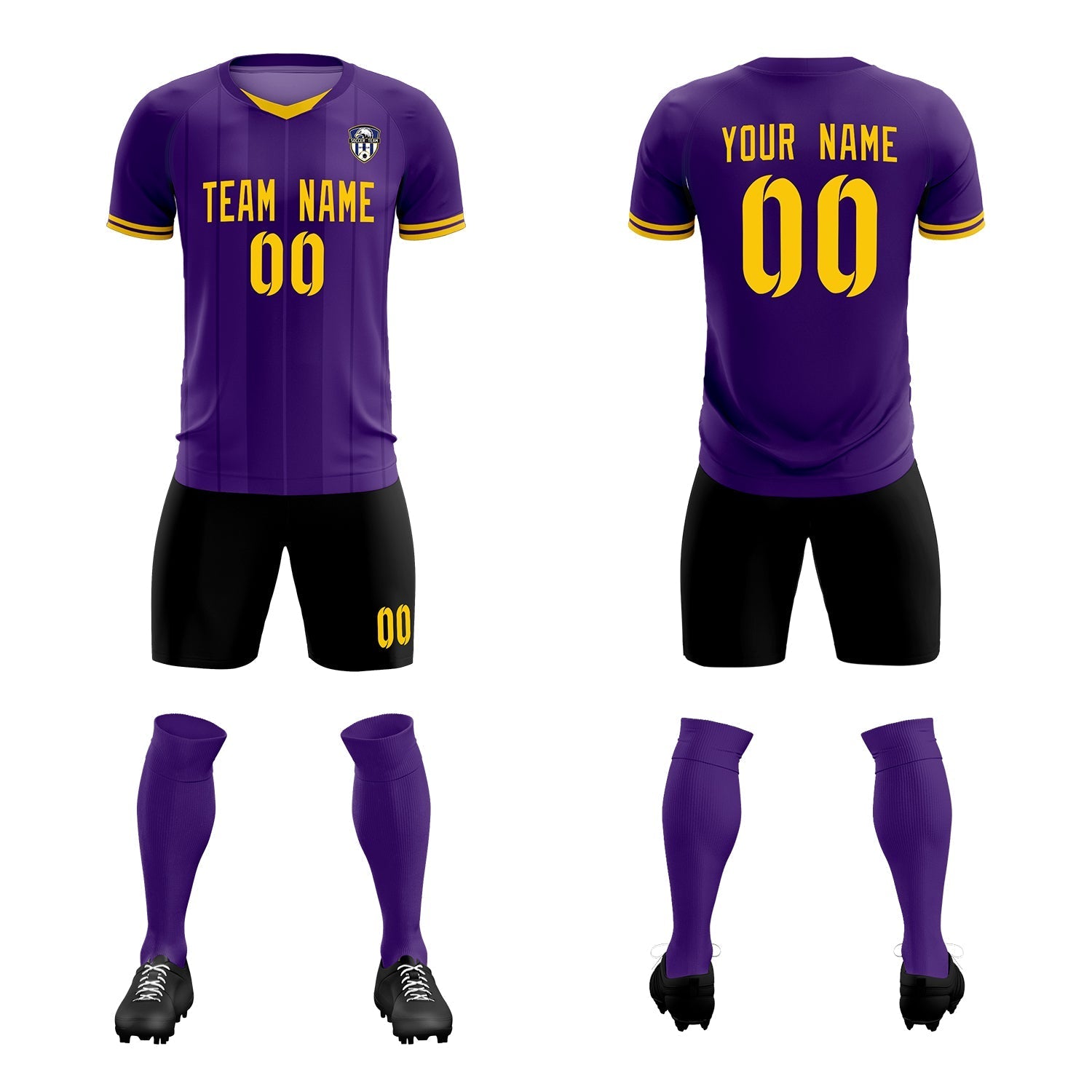 Custom Purple Classic Striped Personalized Soccer Tops/Sets Jersey