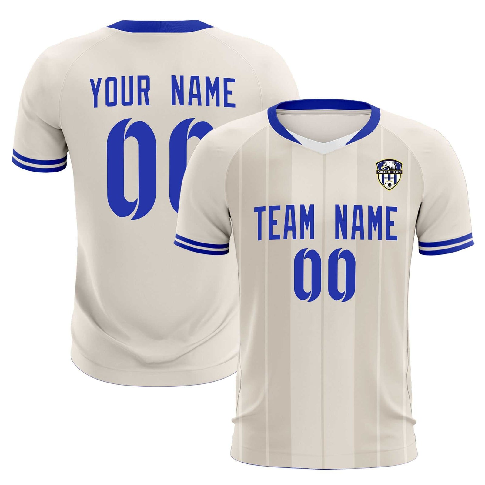 Custom Cream Classic Striped Personalized Soccer Tops/Sets Jersey
