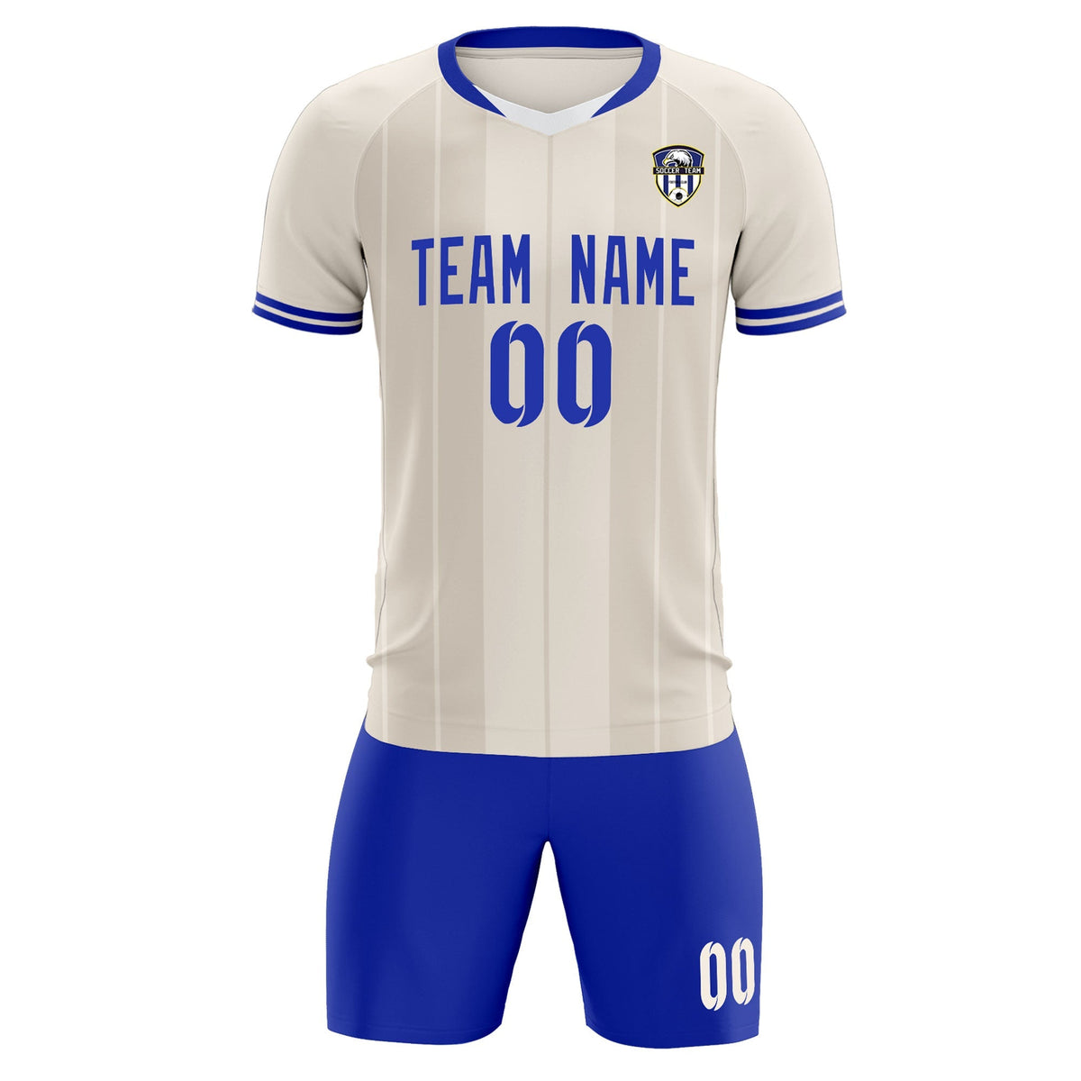 Custom Cream Classic Striped Personalized Soccer Tops/Sets Jersey