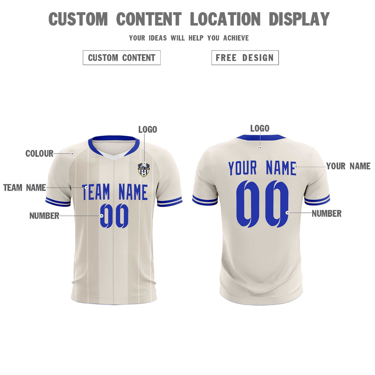 Custom Cream Classic Striped Personalized Soccer Tops/Sets Jersey