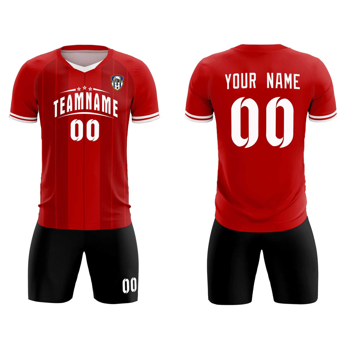 Custom Red Classic Striped Personalized Soccer Tops/Sets Jersey