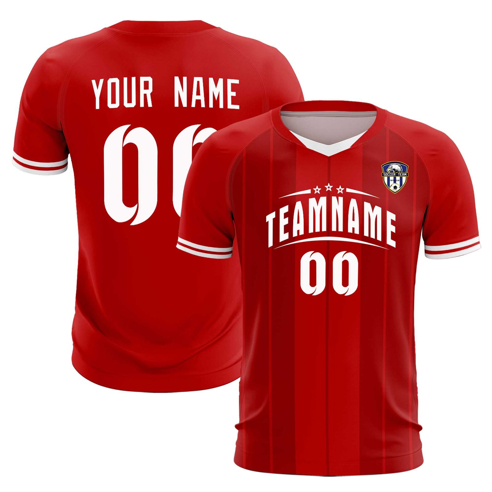 Custom Red Classic Striped Personalized Soccer Tops/Sets Jersey