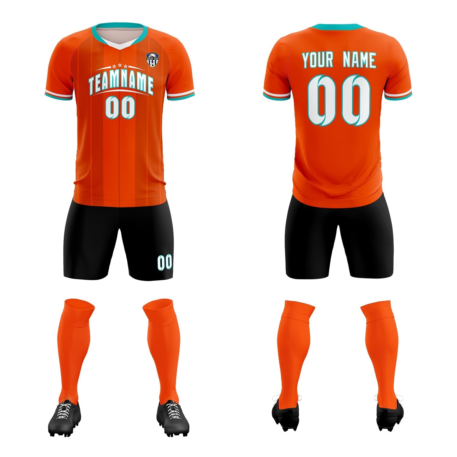 Custom Orange Classic Striped Personalized Soccer Tops/Sets Jersey