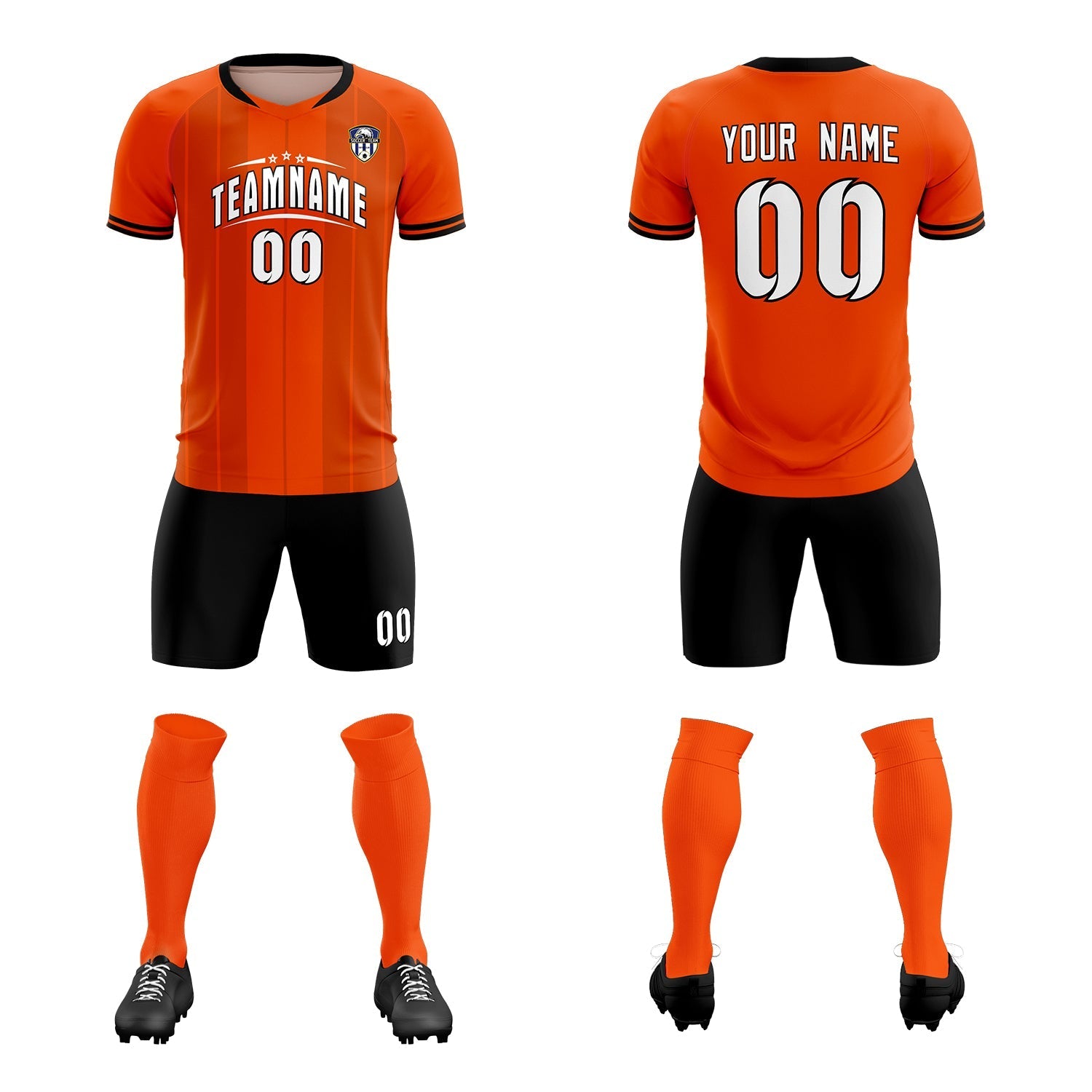 Custom Orange Classic Striped Personalized Soccer Tops/Sets Jersey