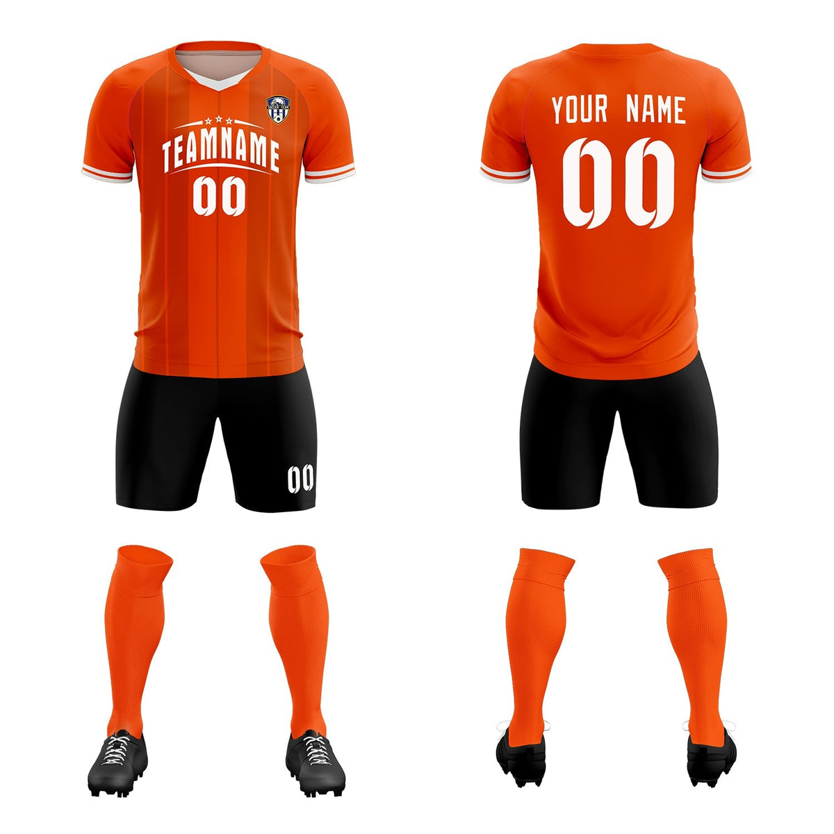 Custom Orange Classic Striped Personalized Soccer Tops/Sets Jersey