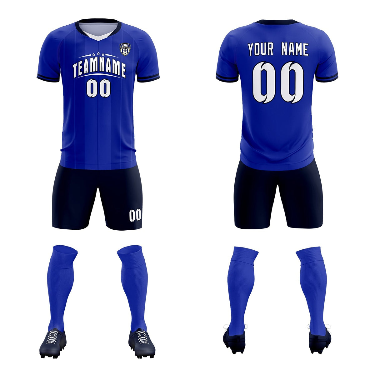 Custom Royal Classic Striped Personalized Soccer Tops/Sets Jersey