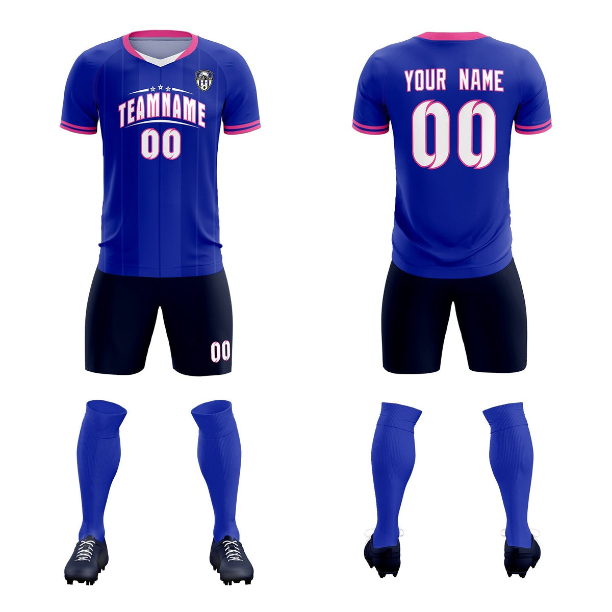 Custom Royal Classic Striped Personalized Soccer Tops/Sets Jersey