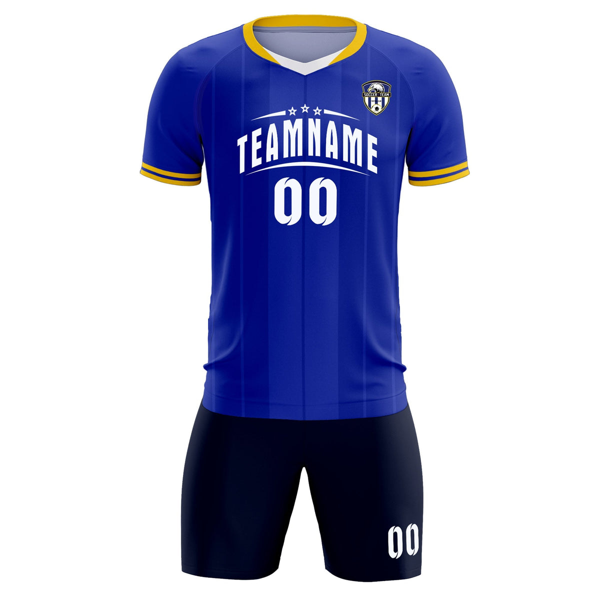 Custom Royal Classic Striped Personalized Soccer Tops/Sets Jersey