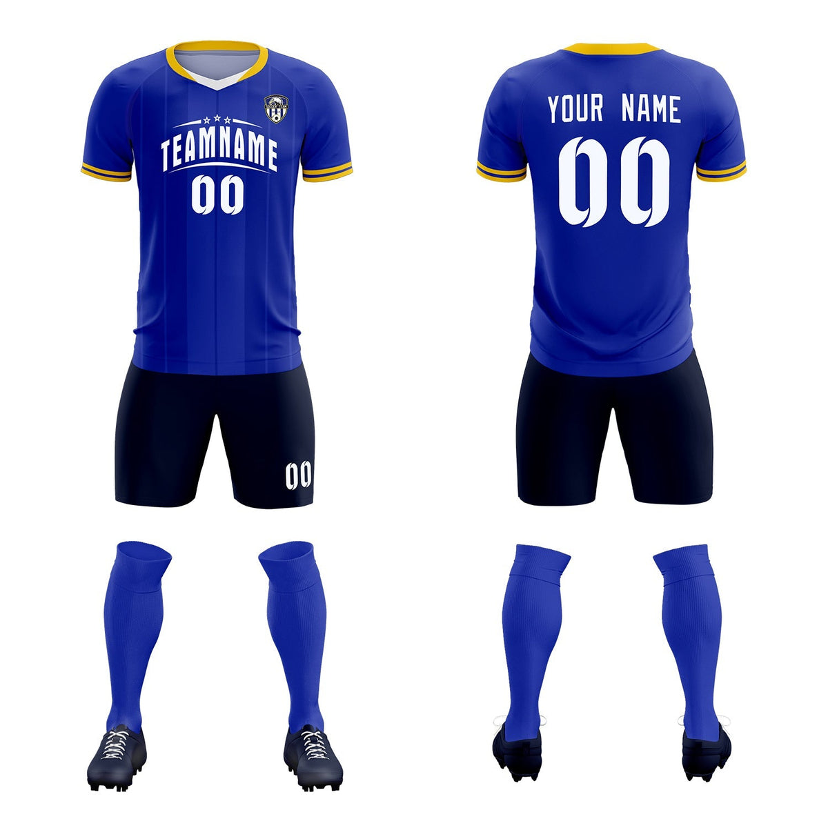 Custom Royal Classic Striped Personalized Soccer Tops/Sets Jersey