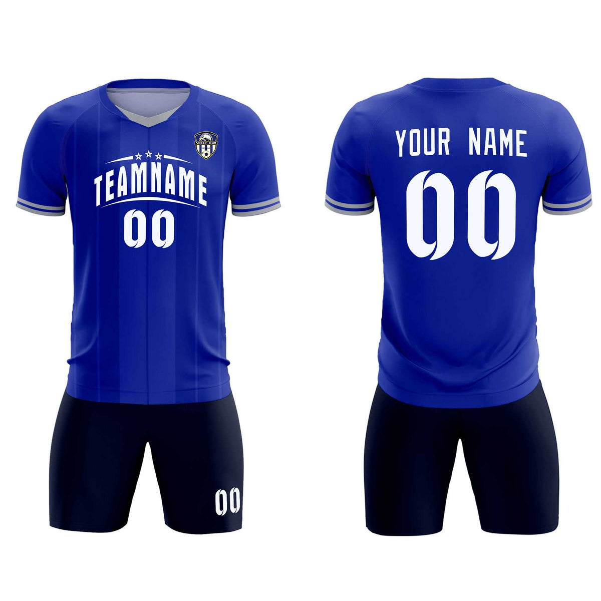 Custom Royal Classic Striped Personalized Soccer Tops/Sets Jersey
