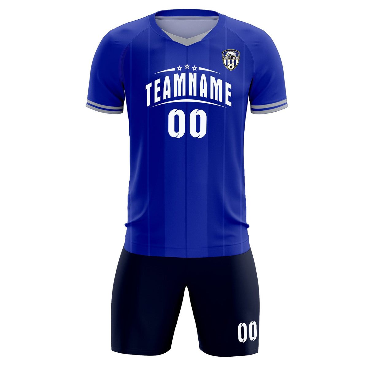 Custom Royal Classic Striped Personalized Soccer Tops/Sets Jersey
