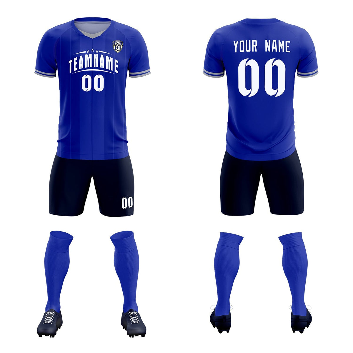 Custom Royal Classic Striped Personalized Soccer Tops/Sets Jersey