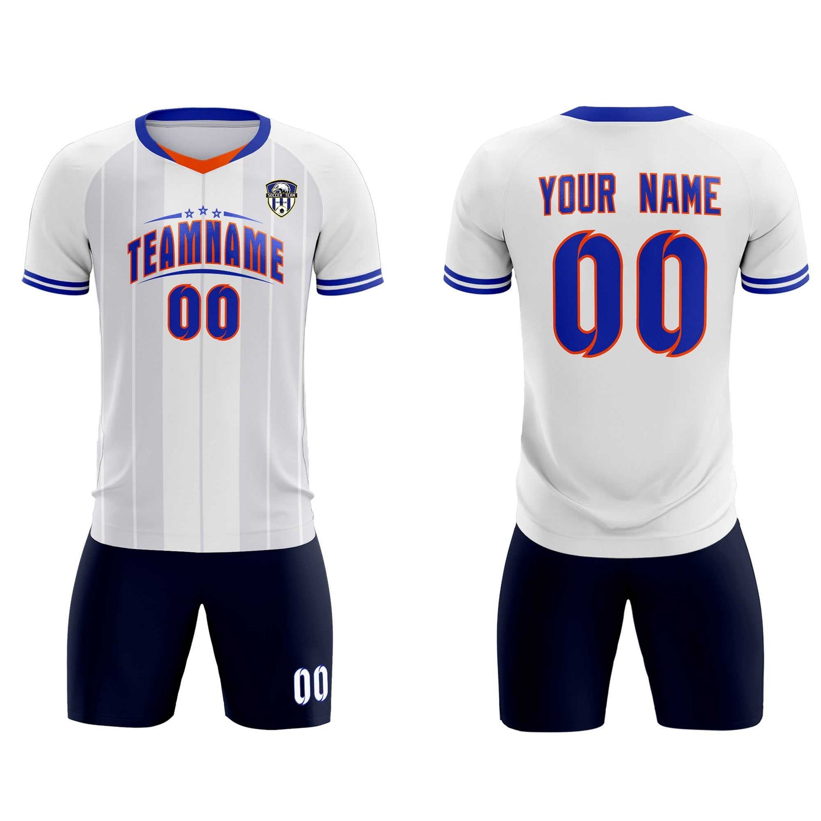 Custom White Classic Striped Personalized Soccer Tops/Sets Jersey